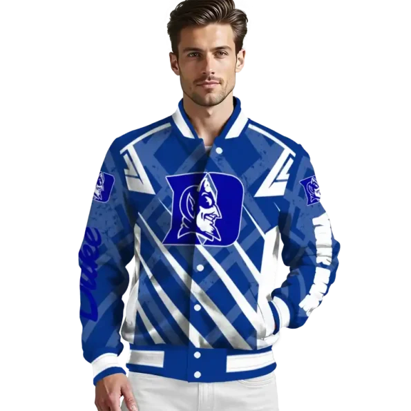 customized duke blue devils chevron angles blue varsity jacket high quality.webp