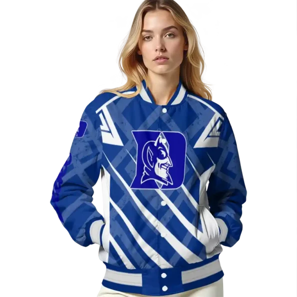 customized duke blue devils chevron angles blue varsity jacket latest model.webp