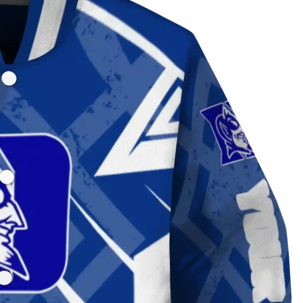customized duke blue devils chevron angles blue varsity jacket premium grade.webp