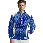 customized duke blue devils hexagon grid blue varsity jacket best selling.webp