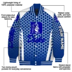 customized duke blue devils hexagon grid blue varsity jacket best selling.webp