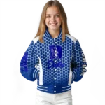 customized duke blue devils hexagon grid blue varsity jacket best selling.webp