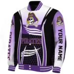 customized east carolina pirates mesh effect purple black varsity jacket best selling.webp