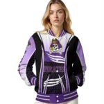 customized east carolina pirates mesh effect purple black varsity jacket best selling.webp