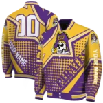 customized east carolina pirates star burst purple varsity jacket best selling.webp