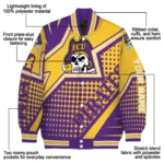 customized east carolina pirates star burst purple varsity jacket best selling.webp