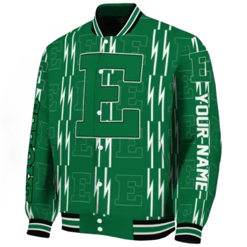 customized eastern michigan eagles bolt stripe green varsity jacket best selling.webp