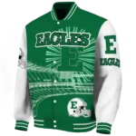 customized eastern michigan eagles ferris arena green white varsity jacket best selling.webp