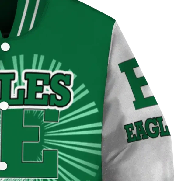 customized eastern michigan eagles ferris arena green white varsity jacket premium grade.webp