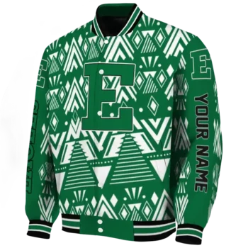 customized eastern michigan eagles pyramid shapes green varsity jacket best selling.webp