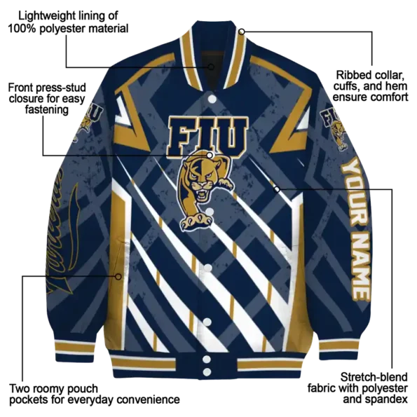 customized fiu panthers chevron angles blue varsity jacket new arrival.webp
