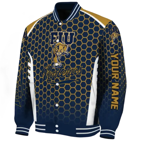 customized fiu panthers hexagon grid blue varsity jacket best selling.webp