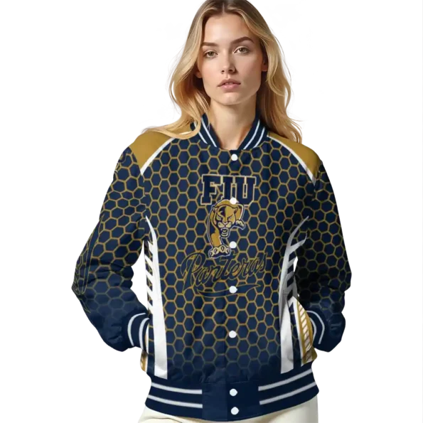 customized fiu panthers hexagon grid blue varsity jacket latest model.webp