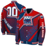 customized florida atlantic owls star burst blue varsity jacket best selling.webp