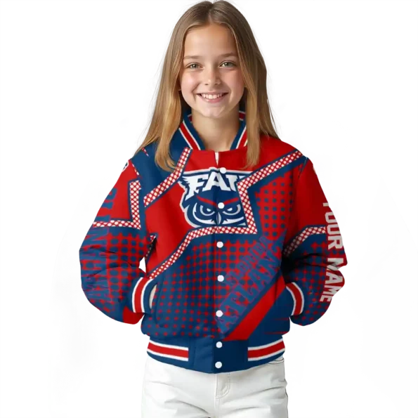 customized florida atlantic owls star burst blue varsity jacket top rated.webp