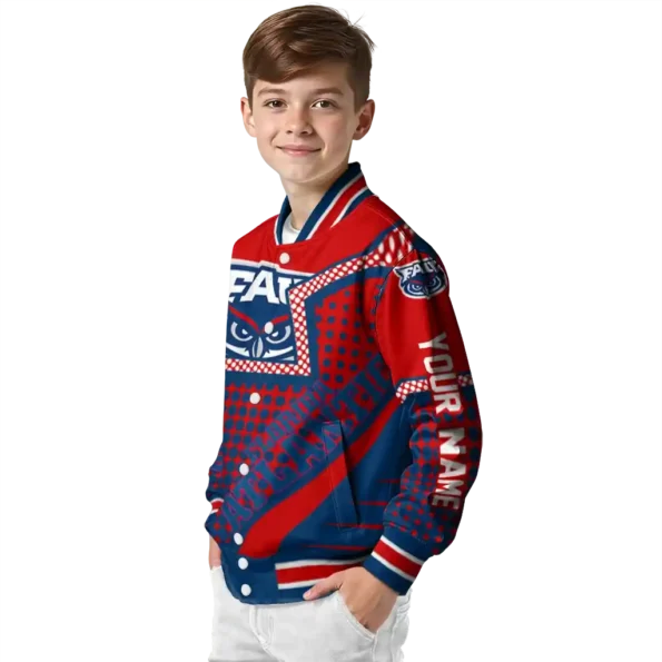 customized florida atlantic owls star burst blue varsity jacket trendy.webp
