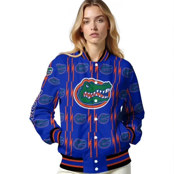 customized florida gators bolt stripe blue varsity jacket latest model.webp