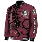 customized florida state seminoles hexagon cluster garnet black varsity jacket best selling.webp