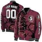 customized florida state seminoles hexagon cluster garnet black varsity jacket best selling.webp
