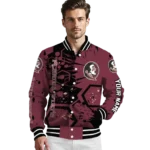 customized florida state seminoles hexagon cluster garnet black varsity jacket best selling.webp