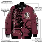 customized florida state seminoles hexagon cluster garnet black varsity jacket best selling.webp