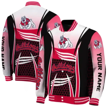 customized fresno state bulldogs mesh effect red black varsity jacket fashion forward.webp