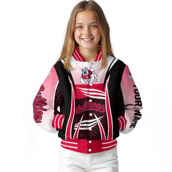customized fresno state bulldogs mesh effect red black varsity jacket top rated.webp