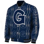 customized georgetown hoyas bolt stripe blue varsity jacket best selling.webp
