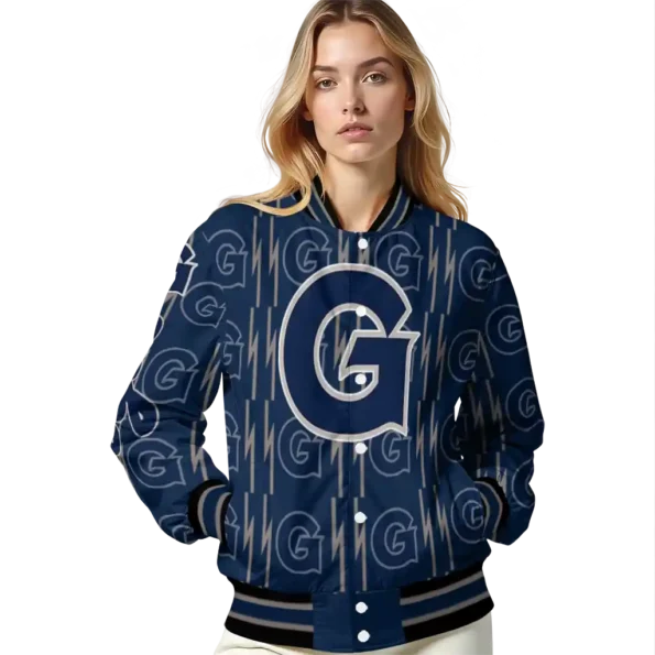 customized georgetown hoyas bolt stripe blue varsity jacket latest model.webp