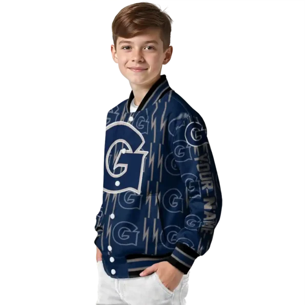 customized georgetown hoyas bolt stripe blue varsity jacket trendy.webp