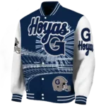 customized georgetown hoyas ferris arena blue white varsity jacket best selling.webp