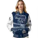 customized georgetown hoyas ferris arena blue white varsity jacket best selling.webp