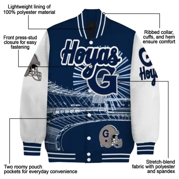 customized georgetown hoyas ferris arena blue white varsity jacket new arrival.webp