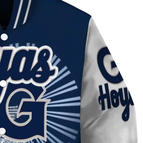 customized georgetown hoyas ferris arena blue white varsity jacket premium grade.webp