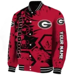 customized georgia bulldogs hexagon cluster red black varsity jacket best selling.webp