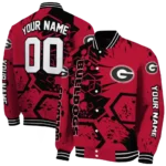 customized georgia bulldogs hexagon cluster red black varsity jacket best selling.webp