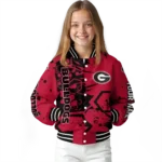 customized georgia bulldogs hexagon cluster red black varsity jacket best selling.webp