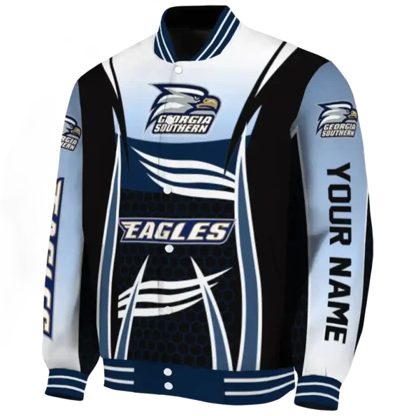 customized georgia southern eagles mesh effect blue black varsity jacket best selling.webp