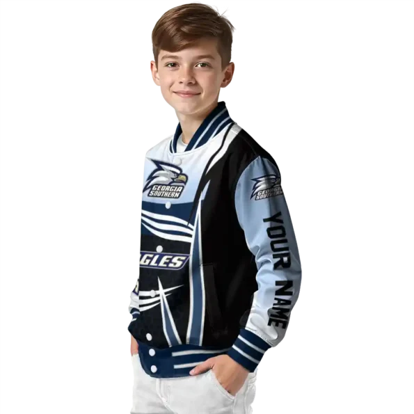 customized georgia southern eagles mesh effect blue black varsity jacket trendy.webp