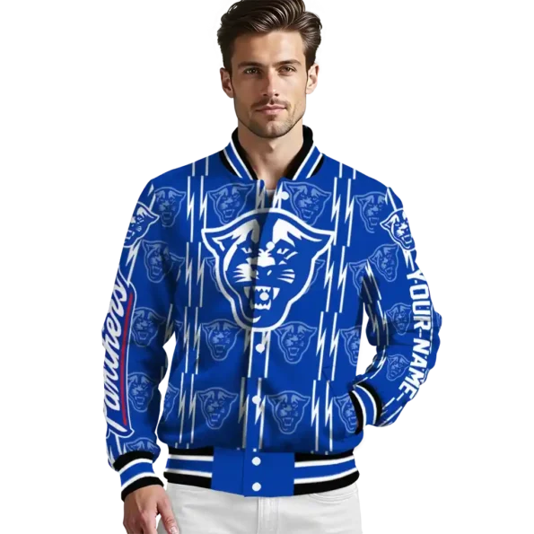 customized georgia state panthers bolt stripe blue varsity jacket high quality.webp