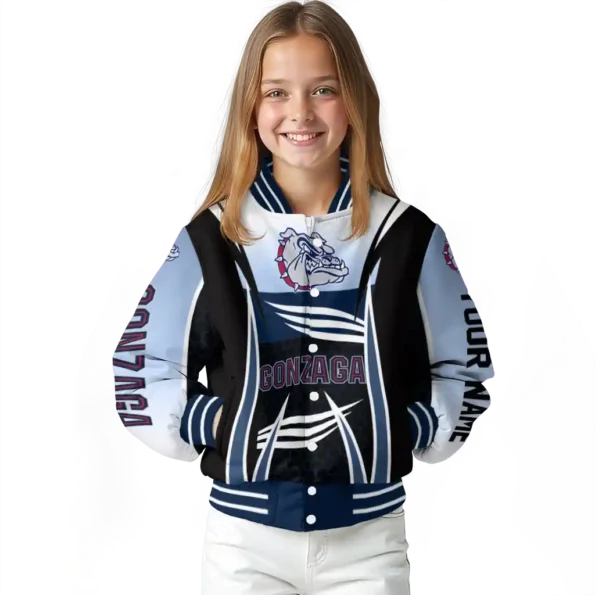 customized gonzaga bulldogs mesh effect blue black varsity jacket top rated.webp