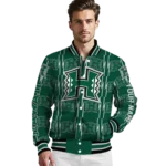 customized hawaii rainbow warriors bolt stripe green varsity jacket best selling.webp