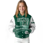 customized hawaii rainbow warriors ferris arena green white varsity jacket best selling.webp