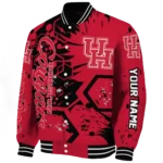 customized houston cougars hexagon cluster red black varsity jacket best selling.webp