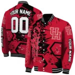 customized houston cougars hexagon cluster red black varsity jacket best selling.webp