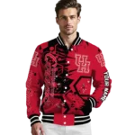 customized houston cougars hexagon cluster red black varsity jacket best selling.webp
