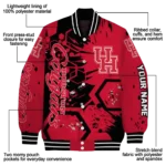 customized houston cougars hexagon cluster red black varsity jacket best selling.webp