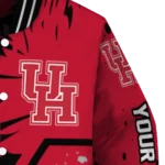 customized houston cougars hexagon cluster red black varsity jacket best selling.webp