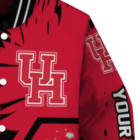 customized houston cougars hexagon cluster red black varsity jacket premium grade.webp
