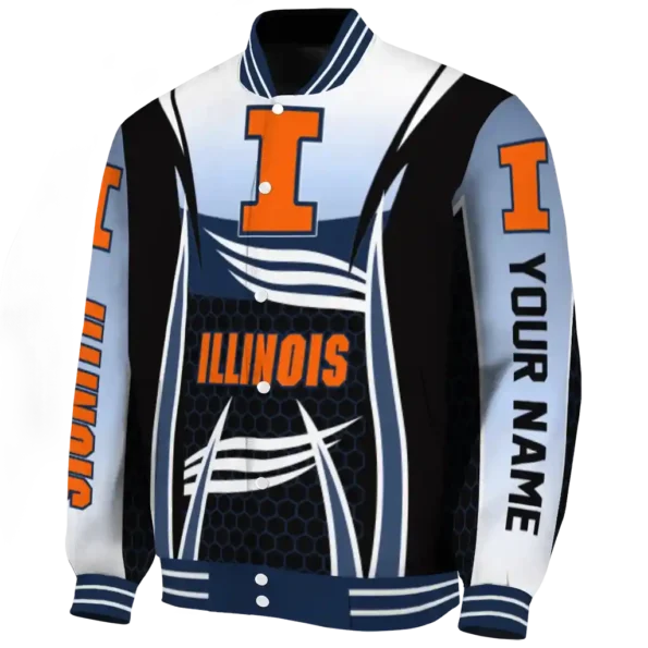 customized illinois fighting illini mesh effect blue black varsity jacket best selling.webp